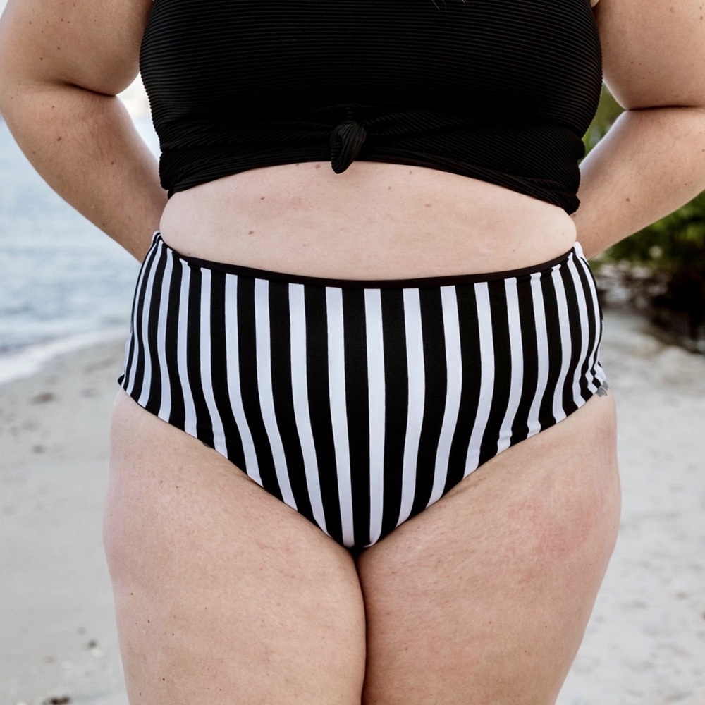 Reversible Black & Striped Mid Rise Bottoms
